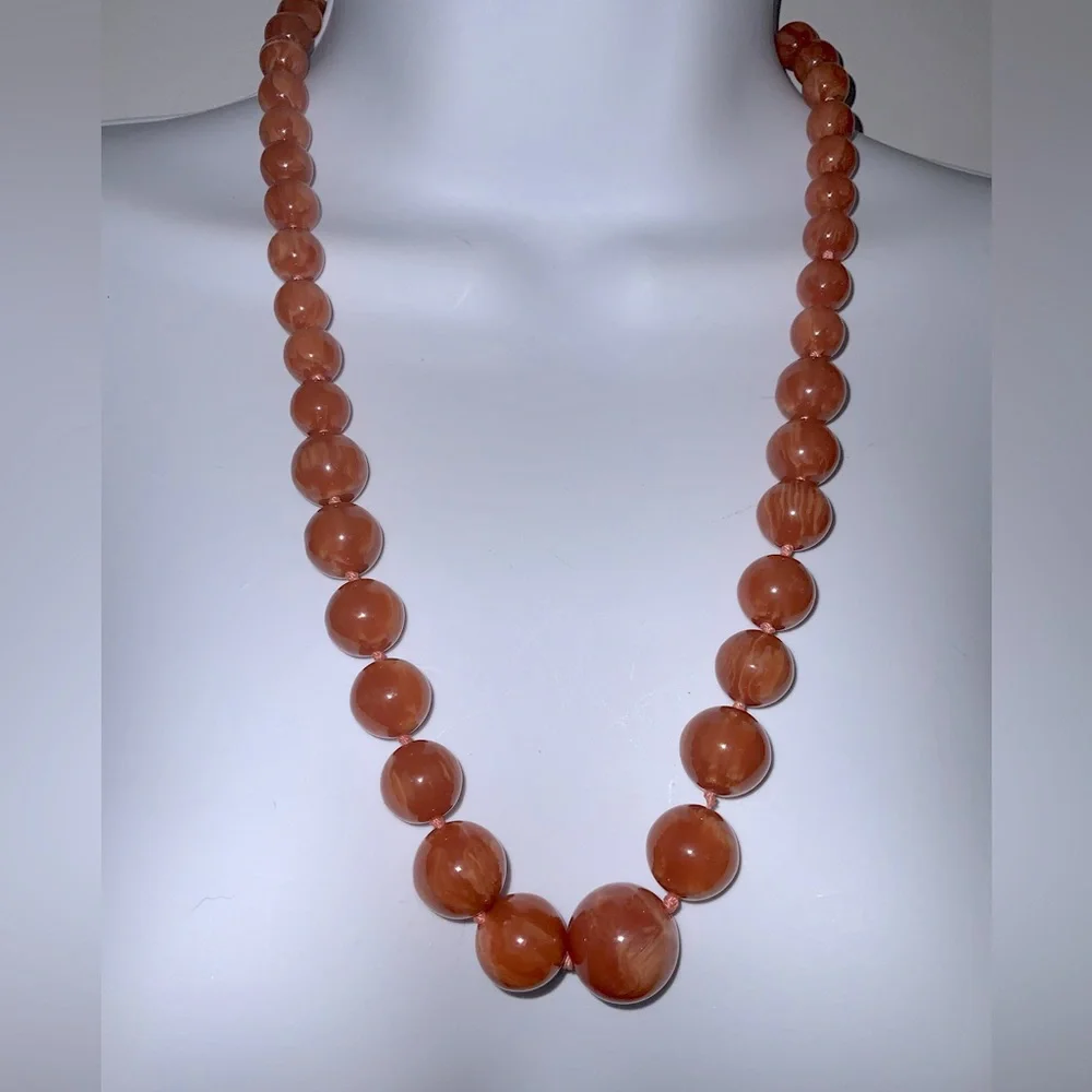 Vintage Chunky Orange Beaded Boho Necklace - Picture 2 of 8